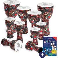Percussion Plus Slap Djembe Pack Pre-Tuned 10 Pack Mixed Sizes Carnival