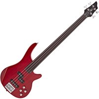 Chicago Fretless Bass Guitar by Gear4music Trans Red