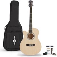 Single Cutaway Left Handed Acoustic Guitar Pack by Gear4music Natural
