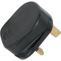 Mercury Rubber UK Mains Plug Black 13Amp Fuse Unterminated