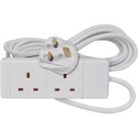 Mercury 2 Gang UK 13A 2m Extension Lead White