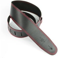 DSL SGE25 Leather 2.5" Guitar Strap Black with Red Stitching