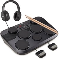 DD80 Portable Electric Drum Pad by Gear4music Headphones Pack