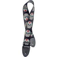 Stagg Terylene Guitar Strap Red Rose Mexican Skull