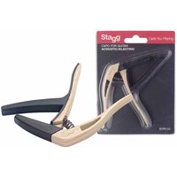 Stagg Curved Trigger Capo For Acoustic & Electric Guitar Light Wood