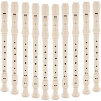 White Descant Recorder with Cleaning Rod by Gear4music Pack of 10