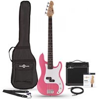 LA Bass Guitar Pink 15W Bass Amp Pack