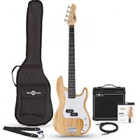 LA Bass Guitar Natural 15W Bass Amp Pack