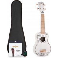 Ukulele von Gear4music Day of the Dead mit Zubehörpaket