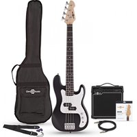 3/4 LA Bass Guitar Black 15W Bass Amp Pack