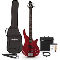 3/4 Chicago E-Bass mit 15-Watt-Verstärker Paket Trans Red