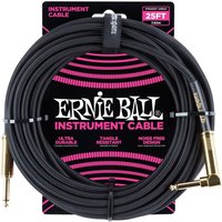 Ernie Ball 6058 25ft gerade-geflochtenes Instrumentenkabel schwarz