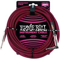 Ernie Ball P06062 25ft Straight-Angle Braided Instrument Cable Red