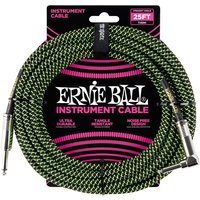 Ernie Ball 6066 25ft Instrumentenkabel mit geradem Winkel Black/Green