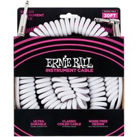 Ernie Ball 6045 30ft Straight-Angle Coiled Instrument Cable White