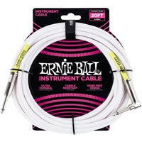 Ernie Ball P06047 20ft Straight-Angle Instrument Cable White