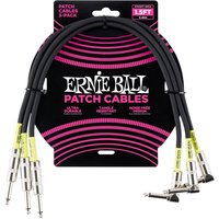 Ernie Ball P06076 1.5ft Straight-Angle Patch Cable 3 Pack Black