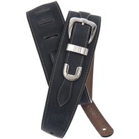 DAddario 25LBB00 Belt Buckle Leather Guitar Strap Black