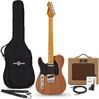 Knoxville Linkshänder-E-Gitarre Natural im Paket mit Verstärker