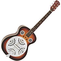 Round Neck Resonator Guitar Sunburst Wood Body by Gear4music
