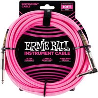 Ernie Ball P06078 10ft Straight-Angle Braided Cable Neon Pink