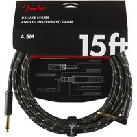 Fender Deluxe 15ft Straight/Angle Instrument Cable Black Tweed