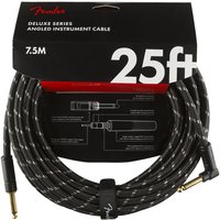 Fender Deluxe 25ft Straight/Angle Instrument Cable Black Tweed