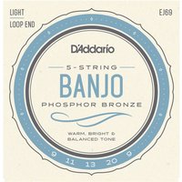DAddario EJ69 5 String Banjo Strings Phosphor Bronze Light 9-20