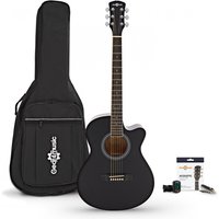 Single Cutaway Electro Acoustic Guitar & Accessory Pack by Gear4music Black
