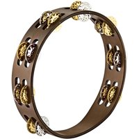 Meinl 2-reihiges Vintage Tamburin gehämmerte Schellen Walnuss braun