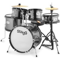 Stagg 5pc 16 Junior Drum Kit with Hardware and Throne Black