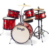 Stagg 5pc 16 Junior Drum Kit mit Hardware und Drummer-Sitz rot