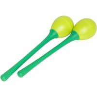 Stagg Long Handled Plastic Egg Maracas Green
