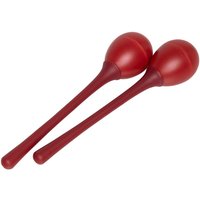 Stagg Long Handled Plastic Egg Maracas Red