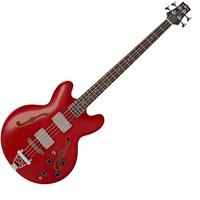 San Francisco Semi Acoustic Bass by Gear4music Red Wine - Nearly New