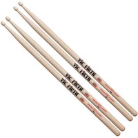 Vic Firth 5A Hickory Drumsticks Wood Tip 2 Pair Value Bundle