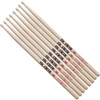 Vic Firth 5A Hickory Drumsticks Wood Tip 4 Pair Value Bundle