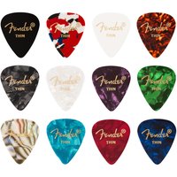 Fender 351 Shape Celluloid Medley Thin Picks Pack of 12