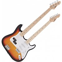 LA Double Neck Bass and Electric Guitar by Gear4music Sunburst