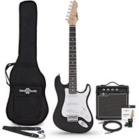 3/4-LA-E-Gitarre Schwarz im Bundle mit 10-Watt-Gitarrenverstärker und Zubehör