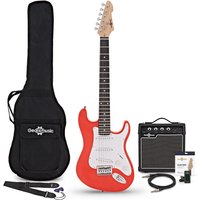 3/4-LA-E-Gitarre Rot im Bundle mit 10-Watt-Gitarrenverstärker und Zubehör