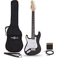 3/4 LA Left Handed Electric Guitar Black Mini Guitar Amp Pack
