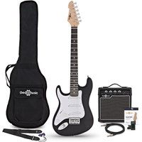 3/4 LA Left Handed Electric Guitar Black 10W Guitar Amp & Accessory Pack