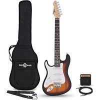 3/4-LA-Linkshänder-E-Gitarre Sunburst im Bundle mit Mini-Gitarrenverstärker