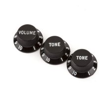 Fender Stratocaster Knobs 1 Volume 2 Tone Black