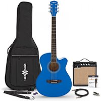 Single Cutaway Electro Acoustic Guitar Blue 15W Acoustic Amp & Accessory Pack