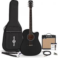 Dreadnought Cutaway Electro Acoustic Guitar Black 15W Acoustic Amp & Accessory Pack