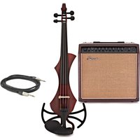 GEWA Novita 3.0 E-Violine mit Adapter-Bundle Rotbraun