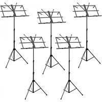 Music Stand with Carry Bag by Gear4music Black 5 Pack
