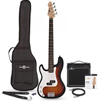 LA Left Handed Bass Guitar Sunburst 15W Bass Amp Pack